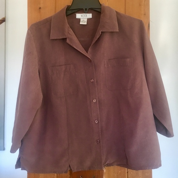 Tops - 100% Silk shirt in chocolate brown